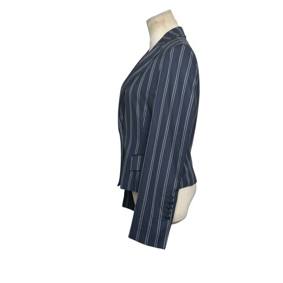 BCBGMaxAzria blue gray pinstripes long sleeves blazer size XS - Picture 11 of 15